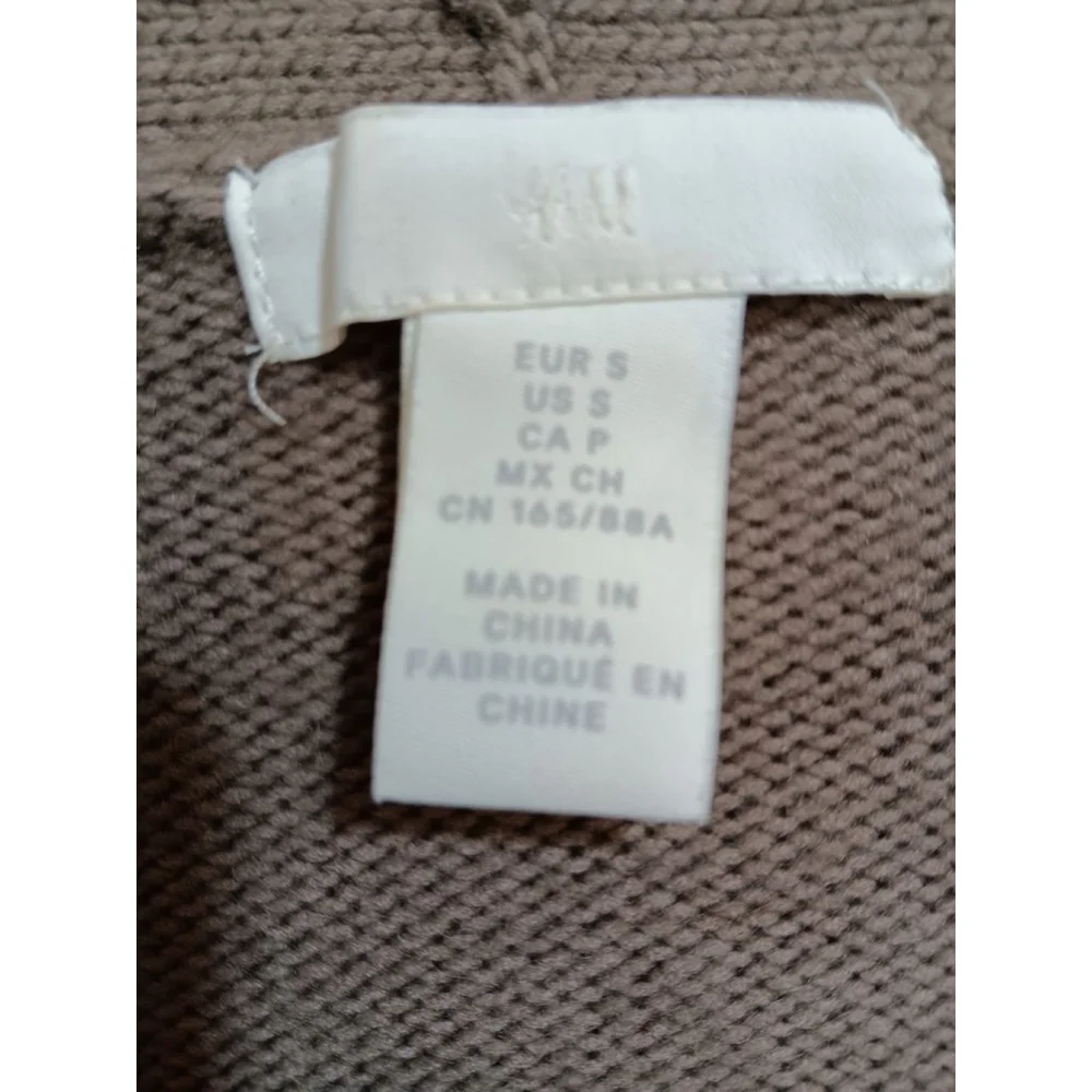 H&M Wool Blend Sage Oversized Side Slit Knit Cardigan Button Front with Pockets